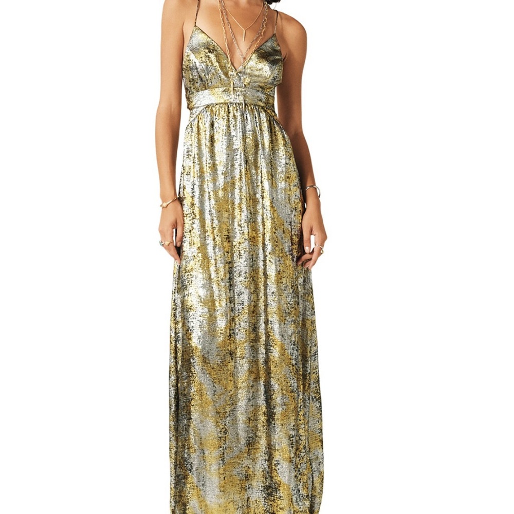 ba&sh Gold and Silver Sequin Maxi Dress